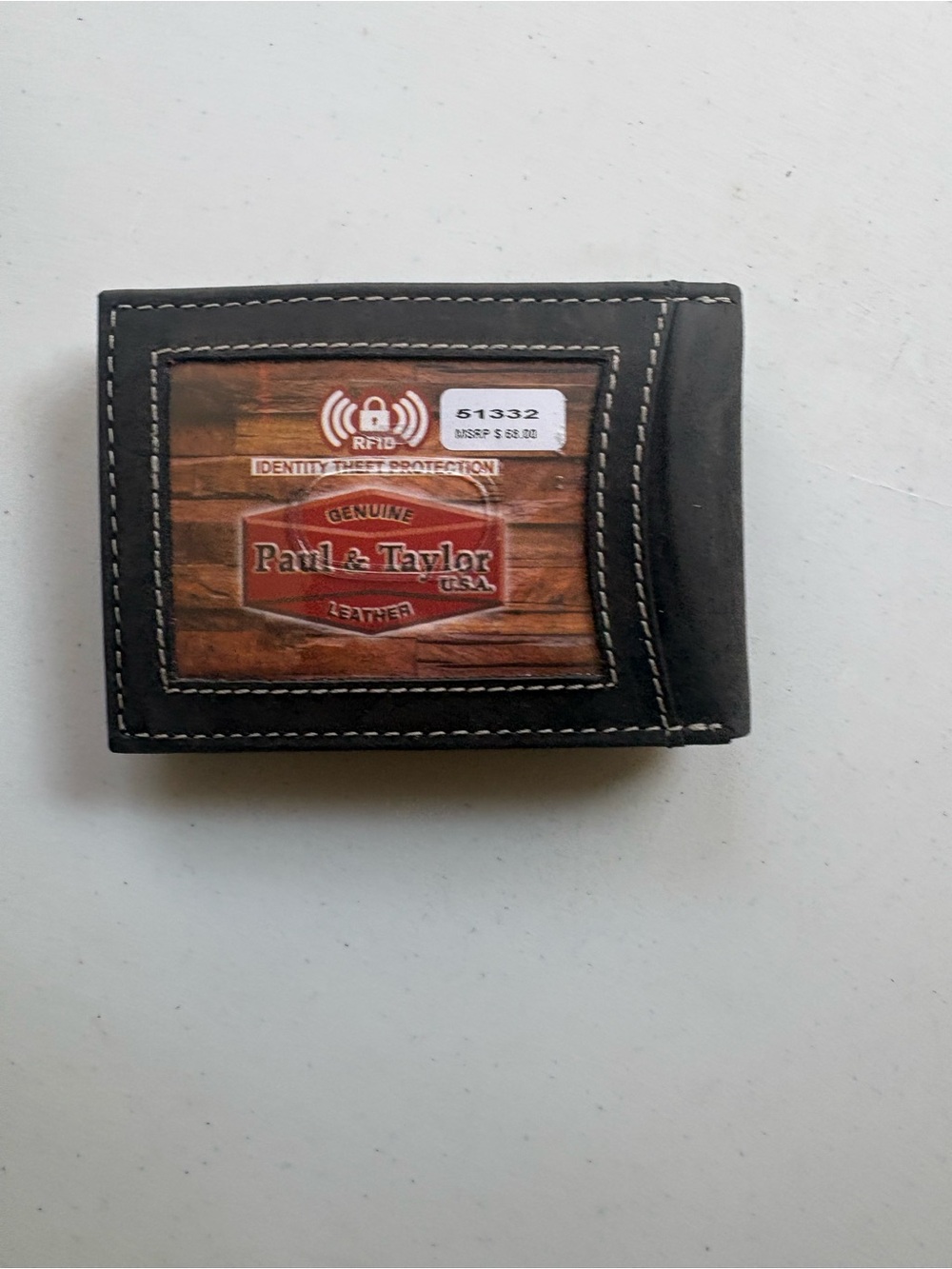 Paul & Taylor Men’s Genuine Leather RFID Money Clip Wallet Brown Bifold MSRP $69